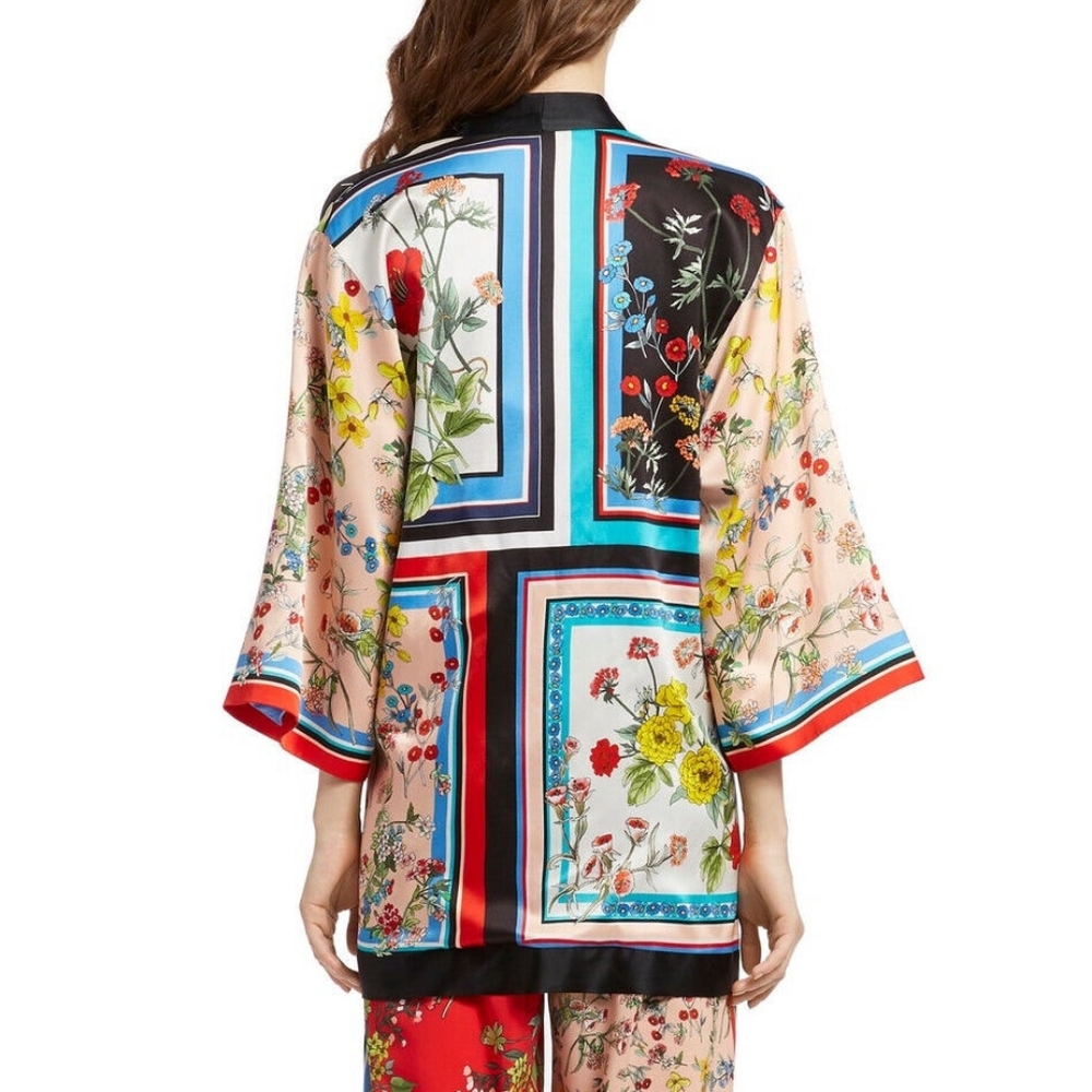 Alice + Olivia Koko Patchwork Kimono Freesia Tile Floral Top Jacket XS/S - Picture 7 of 7